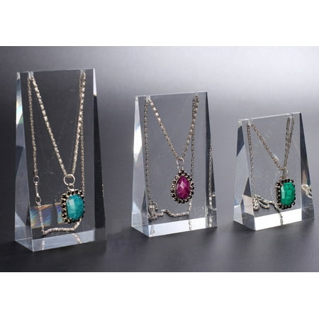 Pennant Holder - Meigar 3Pcs Acrylic Jewelry Stand Necklace Pendant Display Show Case Organizer Holder