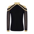 thumbnail image 4 of RUNQHUI Kids Boys Shiny Rhinestone Long Sleeve Figure Ice Skating Top Tees Performance Competition T-Shirts Gold 16, 4 of 5
