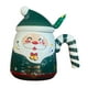 thumbnail image 2 of Taza navideña de cerámica de Papá Noel, linda taza navideña de dibujos animados con tapa, encantadora y creativa en 3D Verde, 2 of 9