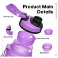 thumbnail image 3 of GEDUX 32oz Motivational Water Bottle with Time Marker, Leakproof Tritan Sports Water Bottle, BPA-Free Wide Mouth with Infuser & Carry Strap for Gym Running Travel, 3 of 8