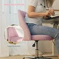 thumbnail image 2 of Armless Linen Fabric Task Chair, Mid-Back Comfortable Home Office Chair with Height Adjustable, Modern Cute Upholstered Makeup Chair for Meeting Bedroom Studying Vanity Room, Pink, 2 of 8