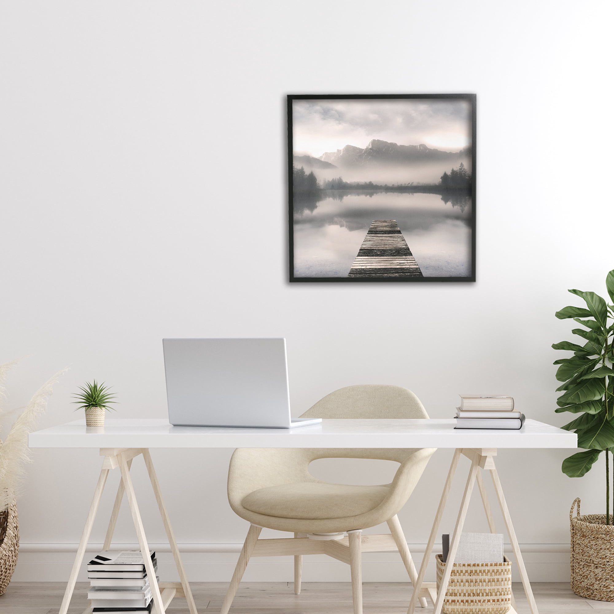Stupell Industries Calm Reflective Waters & Mountains Black Framed Giclee Art, design by Irene Weisz