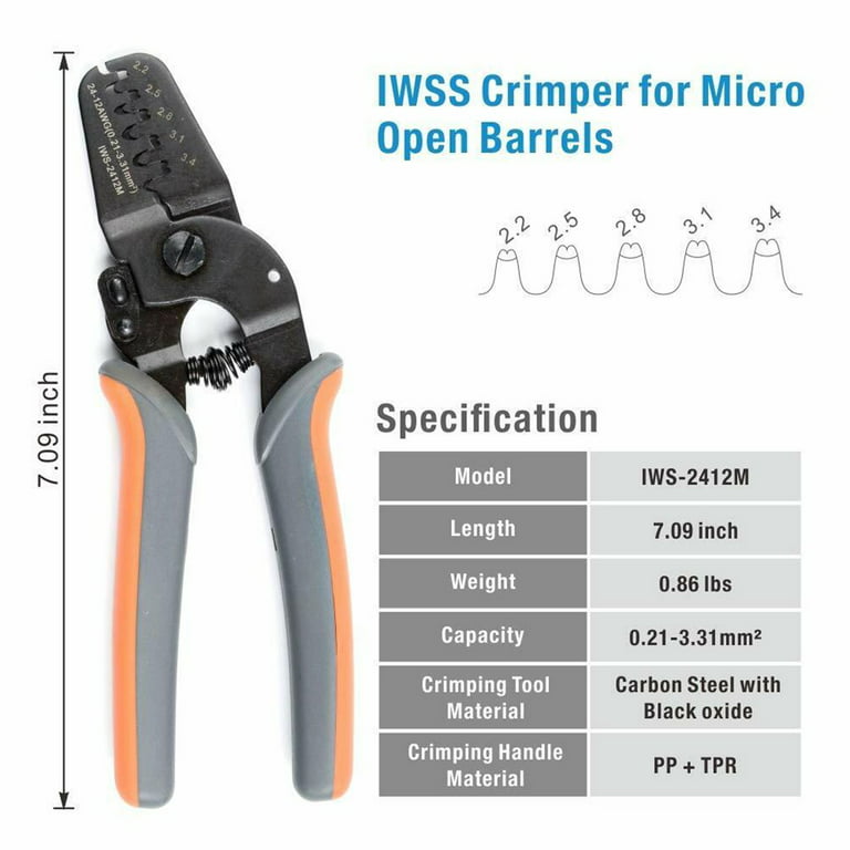 Open Barrel Crimping Tools Crimper Terminal Plier Iws-2412M for 24-12AWG