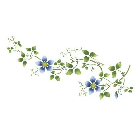 Large Clematis Flower Vine Wall Stencil