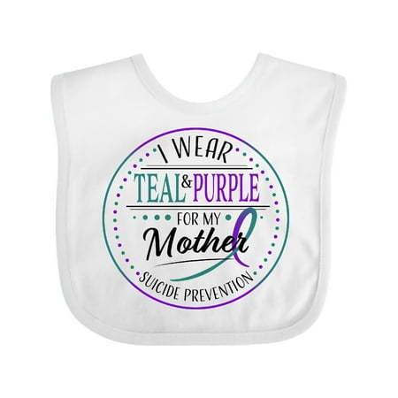 

Inktastic Suicide Prevention- I Wear Teal and Purple for My Mother Gift Baby Boy or Baby Girl Bib