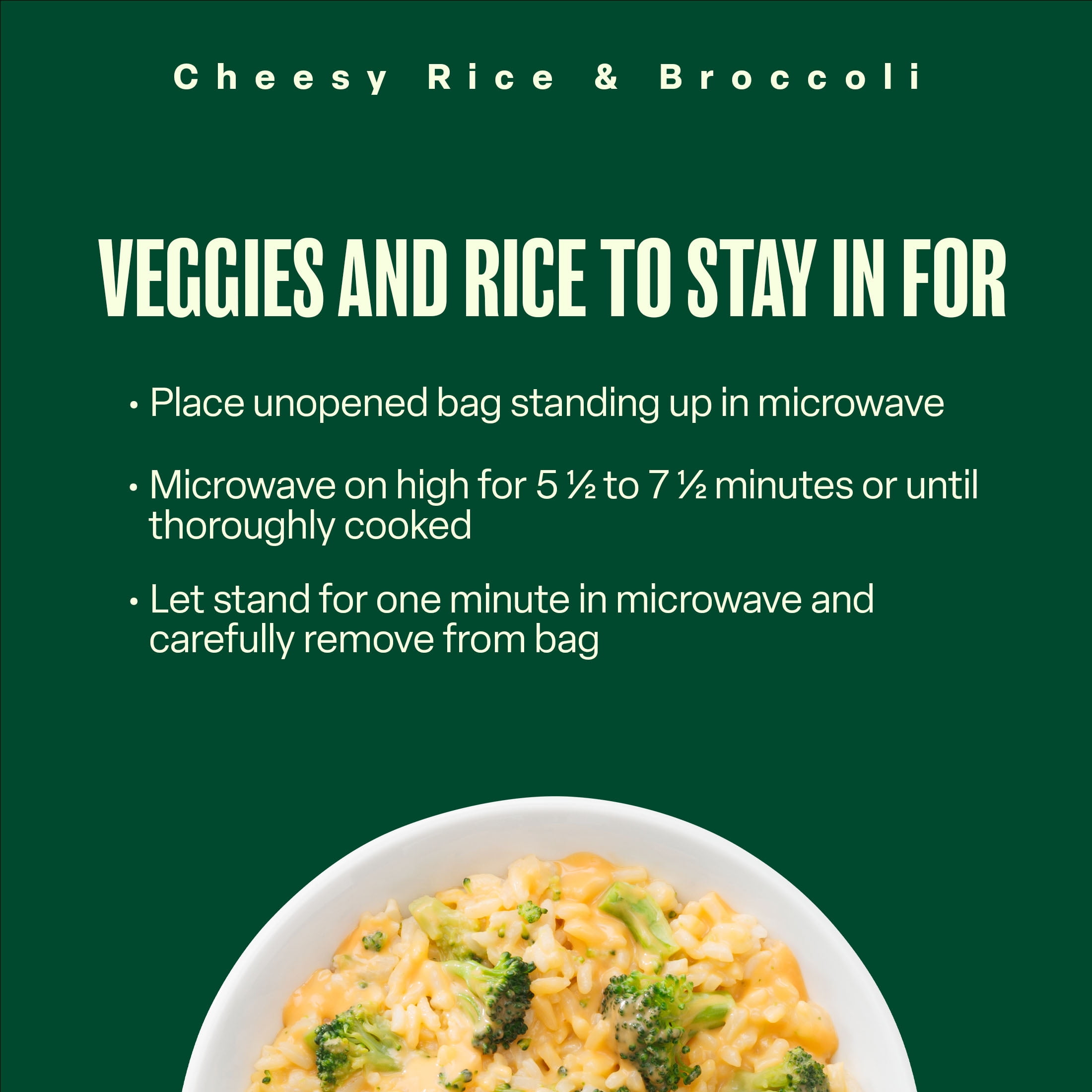 Green Giant Simply Steam Cheesy Rice & Broccoli, 10 oz Bag (Frozen Vegetables)
