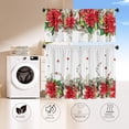 thumbnail image 7 of Christmas Poinsettia Curtain Valances Set Decoration, Suitable for Kitchen, Bedroom, 54lx18w Inch 27lx24w Inchx2, Xmas Elegant Holiday3-Panel Set, 7 of 7