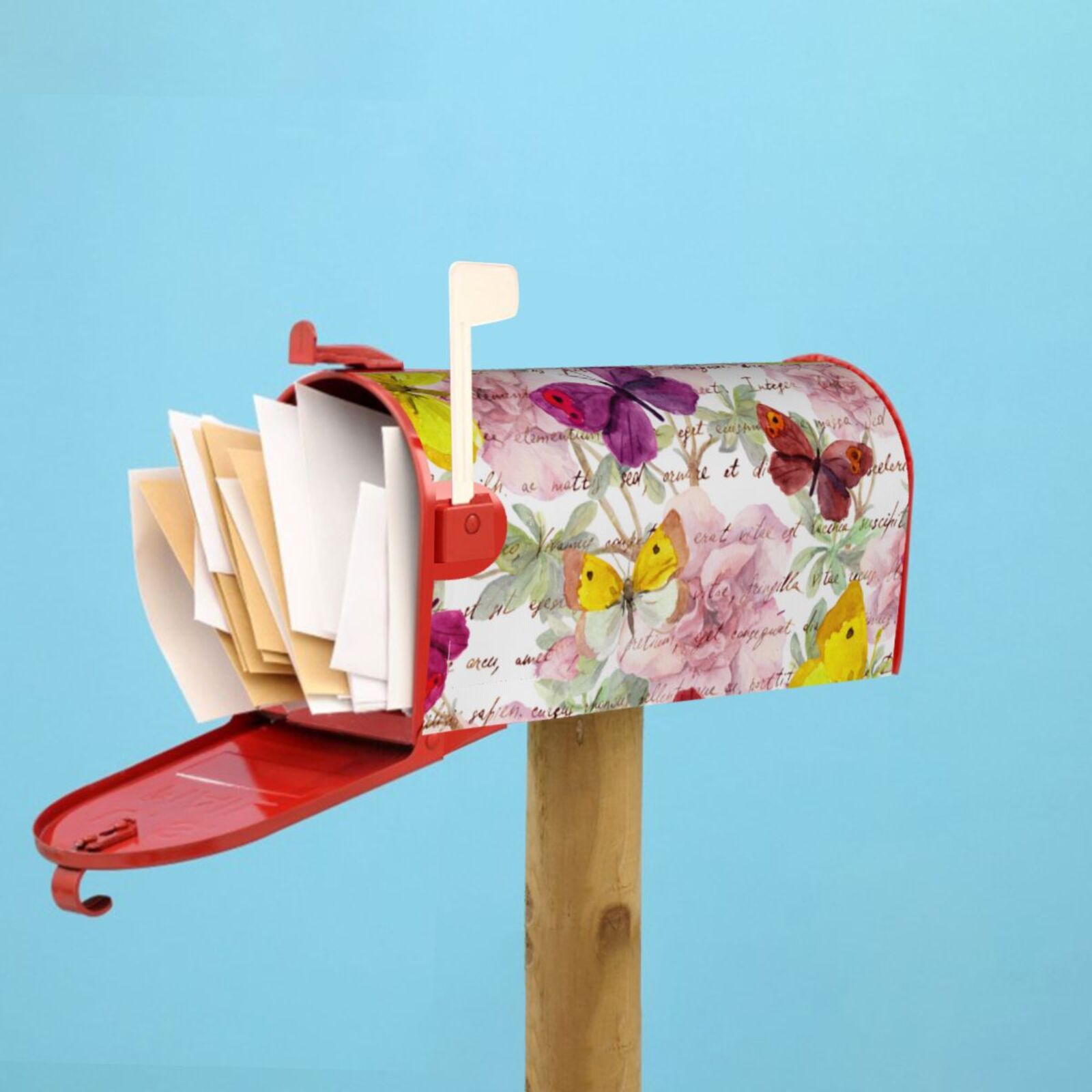 Logiee Butterflies and Vintage Print Post Letter Box Wrap Decor, Mailbox Cover Suitable for Standard Mailbox and Large Size Mailbox,Outdoor Yard Decoration-21x18 in