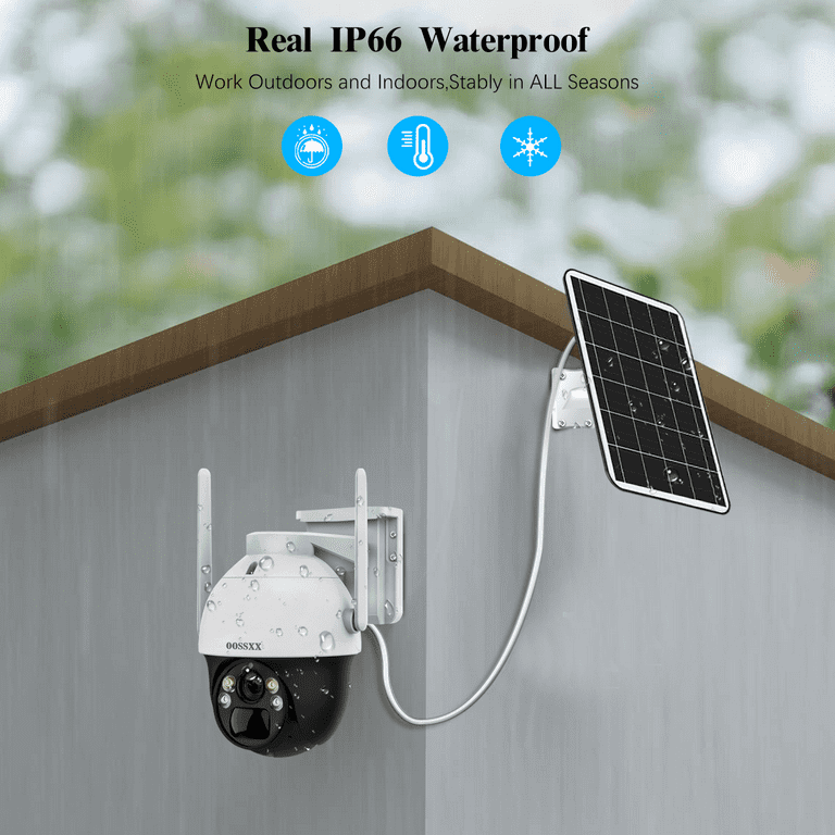 OOSSXX Solar Security Cameras Wireless Wifi,360° PTZ Outdoor Cameras For  Home Security,Night Vision Indoor Security Camera,16000mah Battery Powered  Surveillance Cameras,Waterproof Camera With Security 