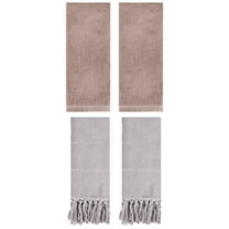 Unique Bargains 4 Pack Turkish Room Hand Towels Grey/Brown 14"x30"/13"x29"
