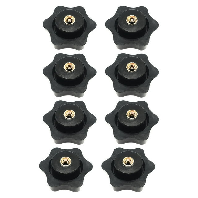 8pcs Head Black Plastic Thread Star Knob Knob Star Clamping Female Faucets