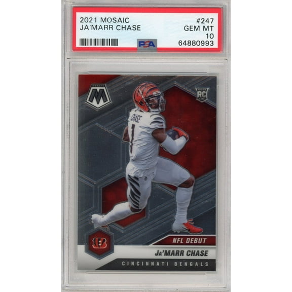 Graded 2021 Panini Mosaic Ja'Marr Chase #247 Rookie RC Football Card PSA 10 Gem Mint