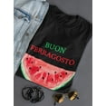 thumbnail image 3 of Buon Ferragosto Watercolor Melon T-Shirt Women -Image by Shutterstock, Female Large, 3 of 4