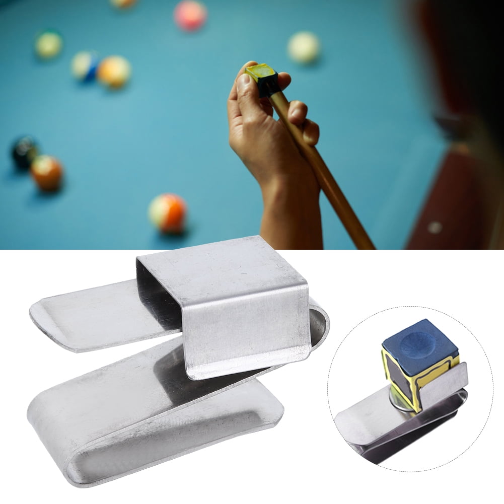 Strong Magnetic Billiard Ball Pool Cue Chalk Holder Stainless Steel S Shape Clip 