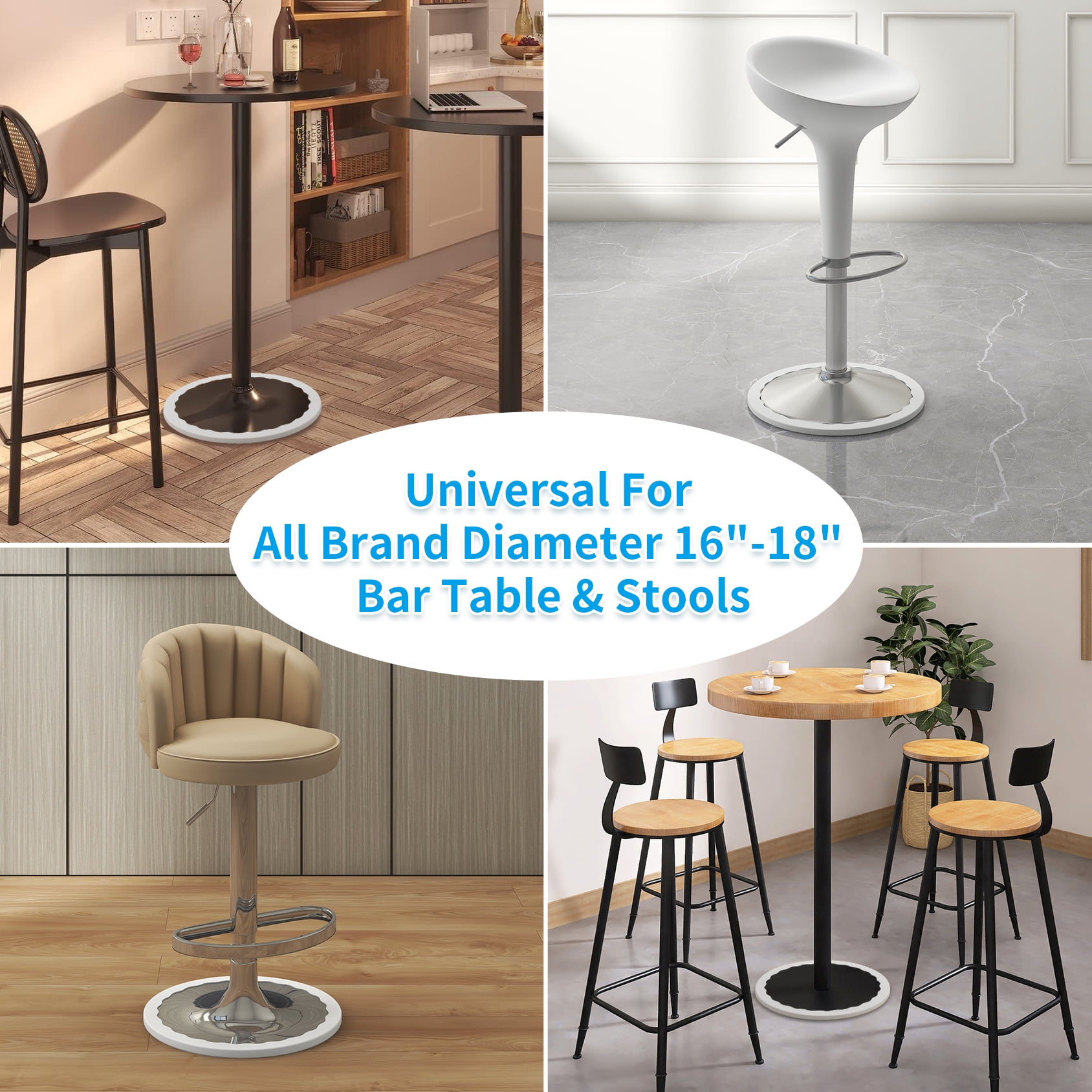 Ezprotekt 4PCS Silicone Chair Bar Stool Base Ring Pads Floor Protectors for 16 18 Round Base Anti Scratch Grey Walmart