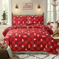 thumbnail image 4 of 3pcs Christmas Quilt Twin/Queen/King Christmas Bedding Set, Xmas Tree Elk Snowflake Christmas Holiday Quilt Set, Rustic Cabin Lightweight Reversible Microfiber Christmas Bedspread Coverlet Ultra Soft, 4 of 22