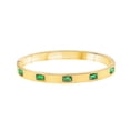 thumbnail image 1 of JeenMata Pulsera de Esclava Adornada con Piedra Verde Pulsera Chapada en Oro Amarillo: Joyería Llamativa para Mujeres, 1 of 5