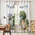 thumbnail image 5 of Kitchen Curtains 84 Inch Length 2 Panels, Flowers Butterfly Grommets Window Treatment Curtain, Green Botanical Potted Plant Lavender Thermal Curtains Drapes for Living Room/Bathroom, 5 of 9