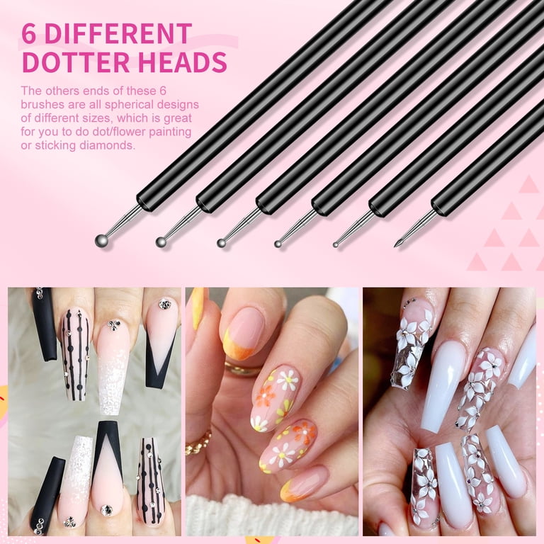 Saviland Double-End Nail Art Brush Set, 6-Piece, Black photo 4