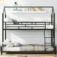 thumbnail image 4 of Harper & Bright Designs Twin Over Full Metal House Bunk Bed, Heavy Duty Metal Bunk Bed Frame with Ladder and Safety Guardrails, Can Divided into 2 Beds, Black, 4 of 12