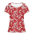 thumbnail image 5 of Homenesgenics Summer Clearance Womens Tops Clearance under $10 Womens Tops Plus Size Women's New Short Sleeve off-the-shoulder Cutout Casual Printed Tops Multicolor XL, 5 of 5