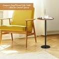 thumbnail image 5 of Drink Table Small Side Table with Marble Base Pedestal Side Table Drink Tables for Small Spaces Round End Table Mini Side Table for Sofa Couch Chair Patio, Brown and Black, 5 of 15
