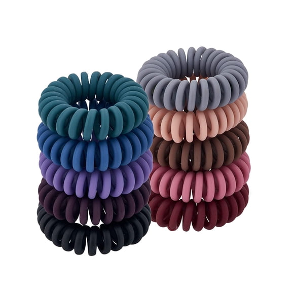 Designice 10 Pcs Spiral Hair Ties,Colorful Matte Hair Ties for Thick/Thin Hair,Ponytail Holder Coil Hair Ties for Women in 10 Different Colors,Hair Styling Accessories,Stocking Stuffers for women Girl
