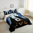 thumbnail image 3 of jejeloiu Halloween Witch Bedding Comforter Set,Spooky Pumpkin Lantern Twin Comforter Sets,Black Bats Bedding Set For Boys Kids,Breathable Home Decor Reversible,2-Piece, 3 of 8