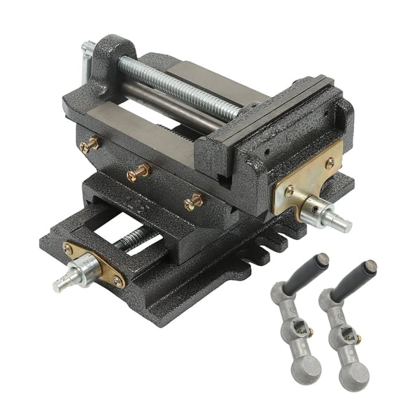 ALL-CARB Cross Slide Drill Press Vise 2 Way X-Y Heavy Duty Clamp Machine Cast Iron Drill Press X-Y Compound Vise - 5 Inch Black