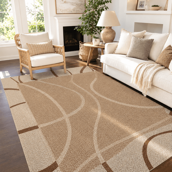 Wondiair 4x6 Boho Area Rug for Living Room, Washable Non-Slip Farmhouse Faux Jute Rug for Bedroom, Dining Room
