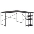 thumbnail image 1 of HOMCOM Bureau d'Angle en Forme de L pour Bureau à Domicile avec Étagère de Rangement, Trous pour Cordon, Noir, 1 of 9
