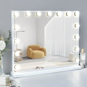 Fenchilin 23x18 Vanity Mirror with Lights Tabletop Wall Mount Metal White