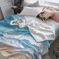thumbnail image 4 of Fleece Blanket Watercolor Summer Beach Ocean Blue Waves Blankets, Soft Cozy Warm Flannel Throw Blanket, Abstract Art Blanket for Bed Couch Sofa,40x60In, 4 of 9