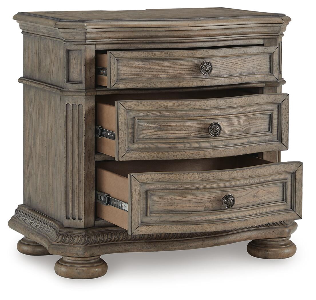Signature Design by Ashley Ardenfield Three Drawer Night Stand with USB Ports, Light Brown