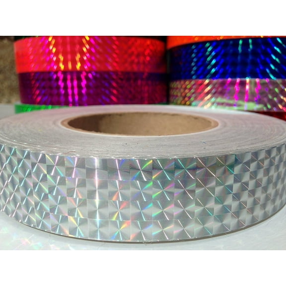 30 ft Roll of 1" Metallic Holographic Prism Tape - You Choose Color (Silver)
