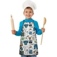 thumbnail image 2 of Blue Football Game Icons Pattern Kids Aprons for Girls and Boys,Adjustable Neck Strap Toddler Aprons for Kids Cooking Baking, 2 of 7