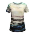thumbnail image 4 of Dyegold Womens Summer Casual T-Shirts Round Neck Floral Printed Short Sleeve Graphic Tee Tops Loose Fitting Comfy Tunic Tops, 4 of 5