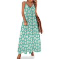 thumbnail image 1 of Nuevo vestido sin mangas con estampado floral retro de margaritas de primavera en verde azulado menta, vestidos de mujer para verano, 1 of 7