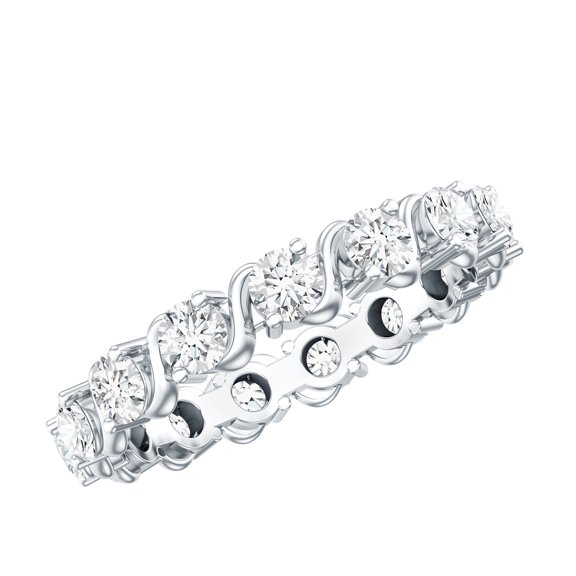 Rosec Jewels Lab Diamond Wedding Anniversary Ring - Full Eternity Band Ring - EF-VS Quality, 925 Sterling Silver, US 4.00