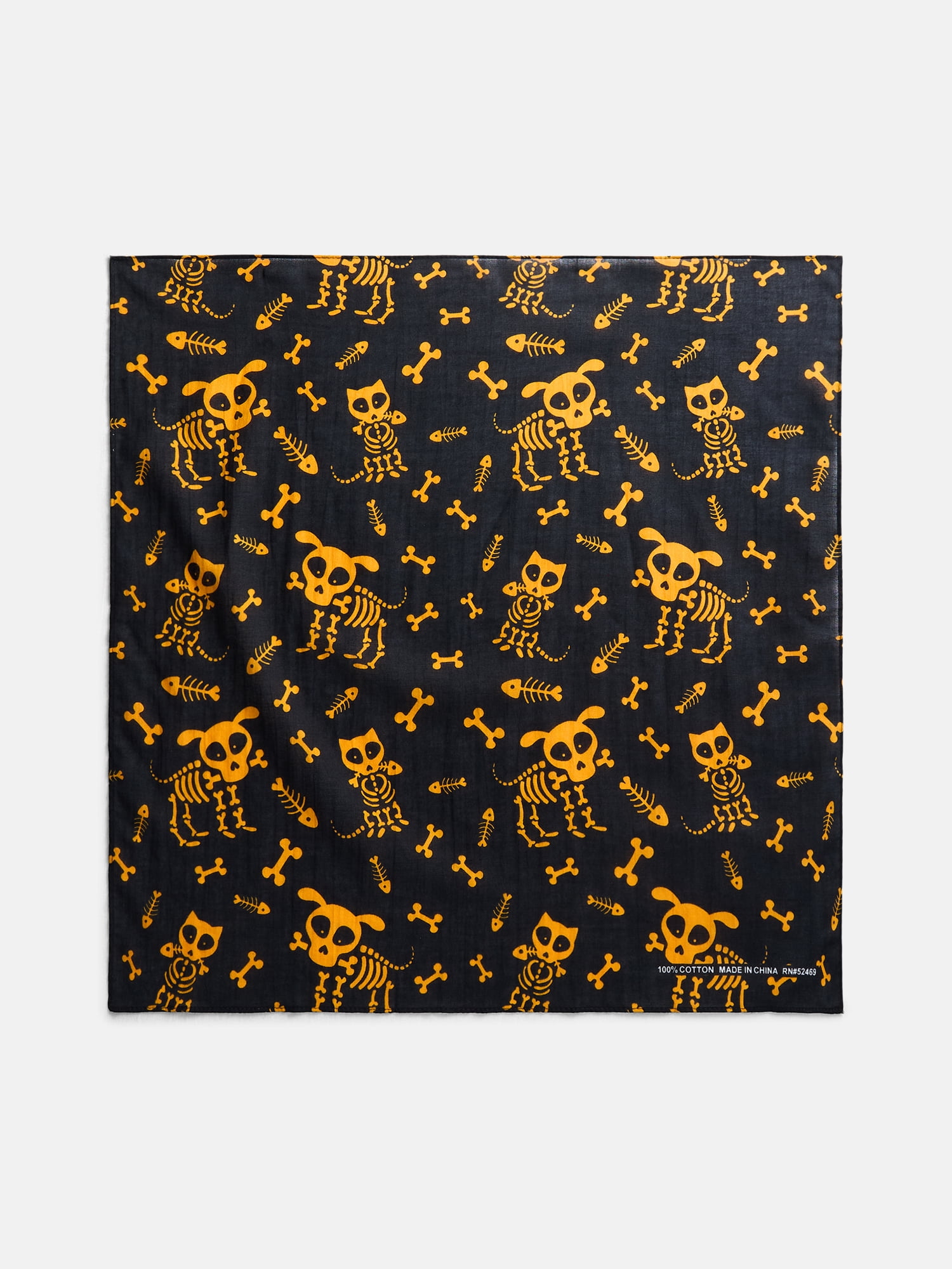 Way To Celebrate Halloween Women's Pet Skeletons Bandana, One Size, Black/Orange