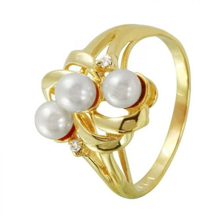 Foreli 0.03CTW Pearl And Diamond 14K Yellow Gold Ring