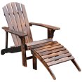thumbnail image 2 of Zateety Wooden Adirondack Chair Outdoor Patio Lounge Chair w/ Ottoman - Rustic Brown, 2 of 5