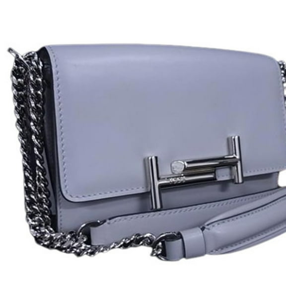 Pre-Owned Tod's TODS Double T Shoulder Bag - Gray Leather Women's (Good)