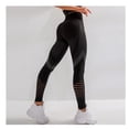 thumbnail image 2 of Mujer fitness leggings yoga costura súper elástico sudor absorbente jogging pantalones de color sólido hueco agujero casual caminando legging negro xl seitruly AP004679-08, 2 of 7