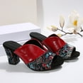 thumbnail image 4 of IUJSOY Peep Toe Sandals for Women 2025 Embroidery Heels Chunky Bolck Heeled Slippers Pumps, 4 of 8