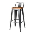 thumbnail image 4 of Metropolis Low Back Metal Bar Stool With Wood Seat (Set of 4), Multiple Colors, 4 of 5