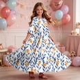 thumbnail image 6 of ITSAME Girls Floral Dress Crew Neck Ruffle 3/4 Sleeve Summer Flowy Casual A-Line Dress Orange Size 10, 6 of 7