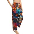 thumbnail image 6 of Salouo Colorful Floral Skull A Print Women's Pajama Pants Casual Loose Sweatpants PJs Flowy Pants Drawstring Palazzo for Women Wide Leg Pants Lounge Pajama -X-Large, 6 of 8
