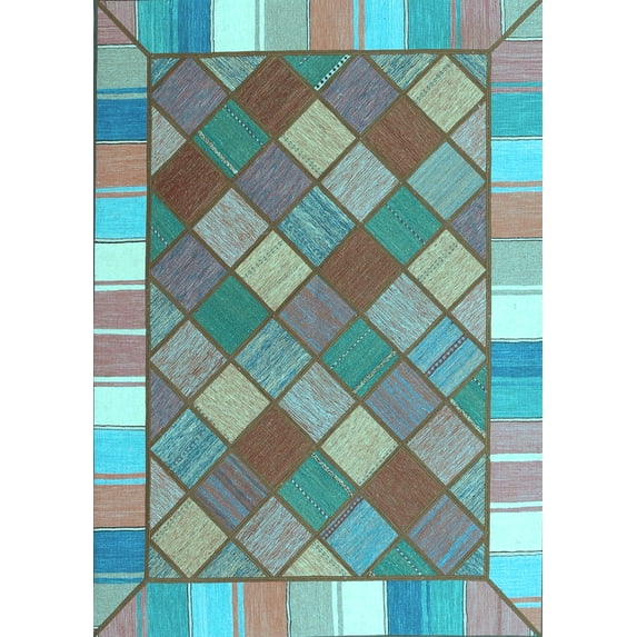 Ahgly Company Indoor Rectangle Southwestern Light Blue Country Area Rugs, 7' x 9'