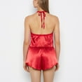 thumbnail image 3 of Satin PJ Set With Wicked Lace Trim in Crimson, 3 of 5